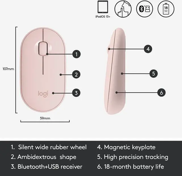 Alt view image 6 of 7 - Logitech Wireless Bluetooth Keyboard and Mouse Combo - Slim Portable Design