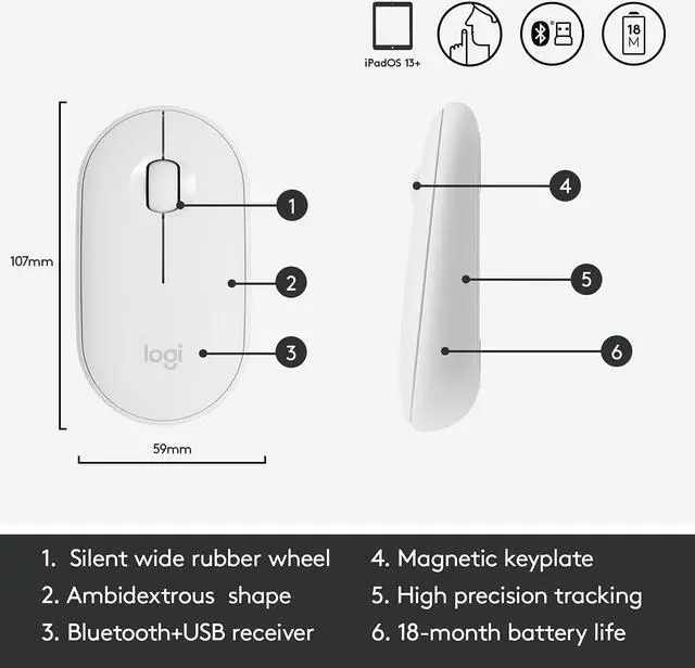 Alt view image 6 of 7 - Logitech Wireless Bluetooth Keyboard and Mouse Combo - Slim Portable Design