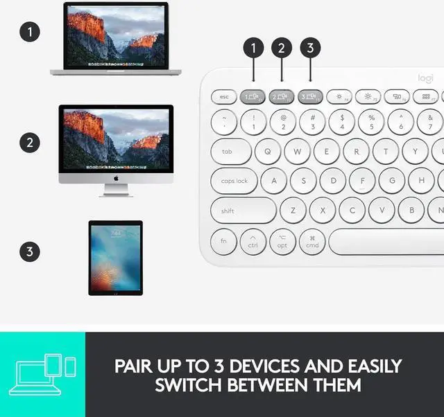 Alt view image 5 of 7 - Logitech K380 Multi-Device Bluetooth Keyboard for Mac