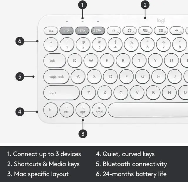 Alt view image 6 of 7 - Logitech K380 Multi-Device Bluetooth Keyboard for Mac