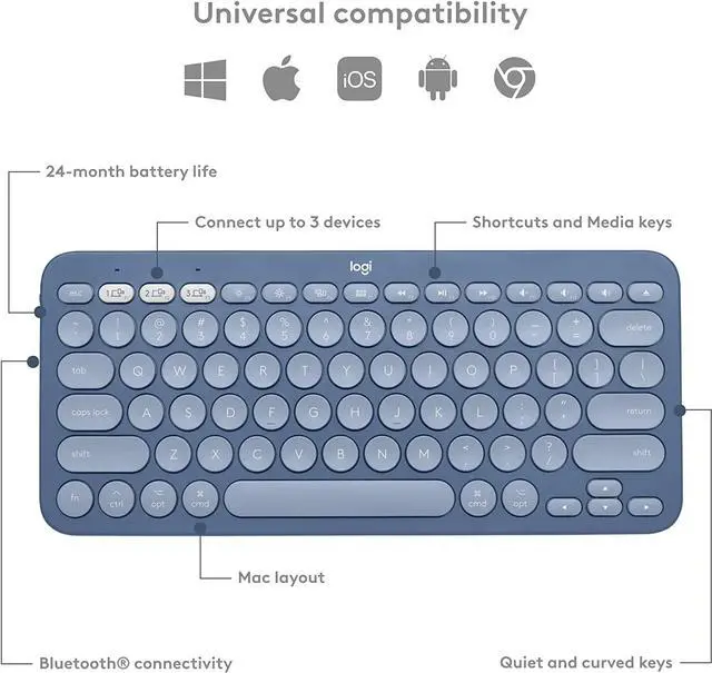 Alt view image 6 of 7 - Logitech K380 Multi-Device Bluetooth Keyboard for Mac