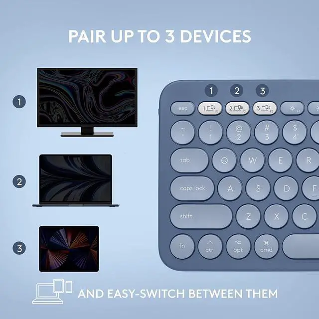 Alt view image 5 of 7 - Logitech K380 Multi-Device Bluetooth Keyboard for Mac