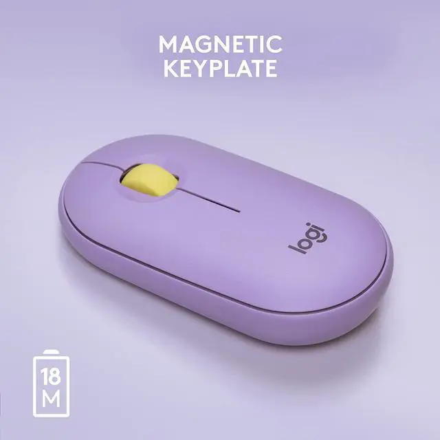 Alt view image 7 of 7 - Logitech Pebble M350 Wireless Mouse with Bluetooth or 2.4 GHz Receiver (Lavender)