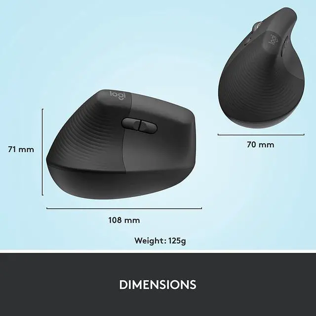 Alt view image 6 of 7 - Logitech Lift Vertical Left Handed Ergonomic Wireless Mouse