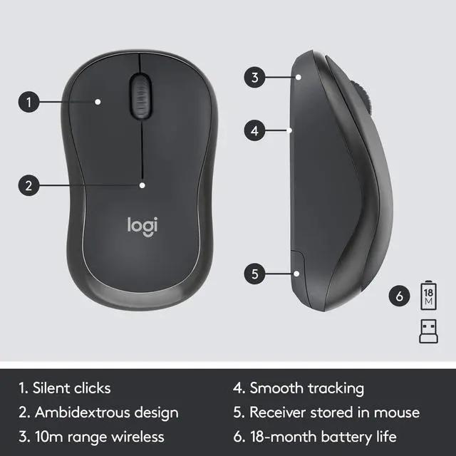 Alt view image 6 of 6 - Logitech MK295 Wireless Mouse & Keyboard Combo with Silent Touch Technology