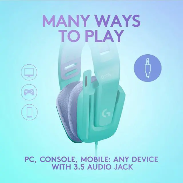 Alt view image 3 of 7 - Logitech G335 Wired Gaming Headset Compatible with PC,PS 4/5,Xbox One,Xbox Series X|S & Nintendo Switch  Mint