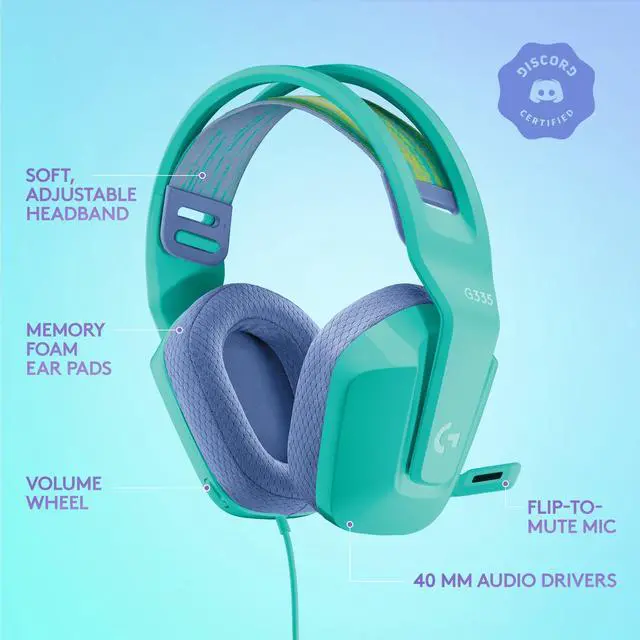 Alt view image 2 of 7 - Logitech G335 Wired Gaming Headset Compatible with PC,PS 4/5,Xbox One,Xbox Series X|S & Nintendo Switch  Mint