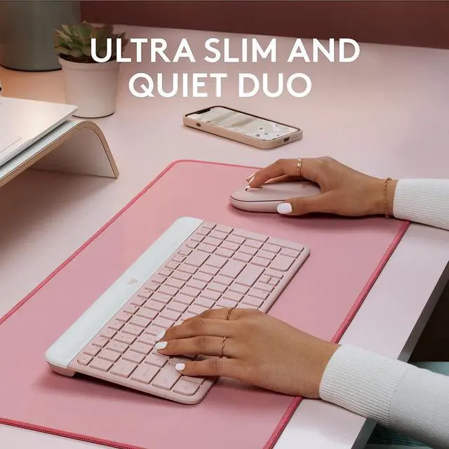 Alt view image 3 of 7 - Logitech MK470 Slim Wireless Keyboard and Mouse Combo (Rose)