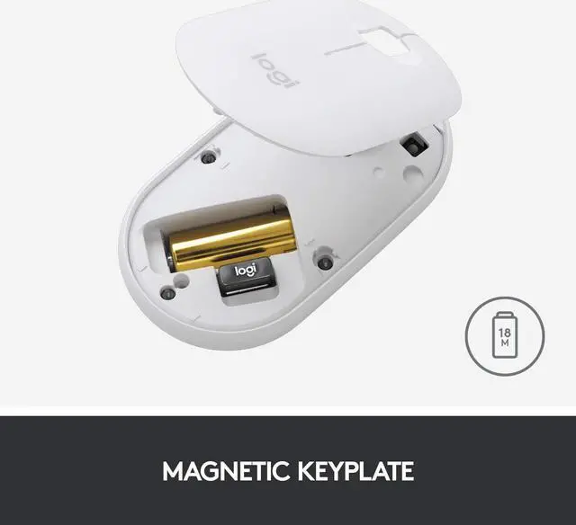 Alt view image 6 of 6 - Logitech Pebble M350 Wireless Mouse with Bluetooth or 2.4 GHz Receiver (Off White)
