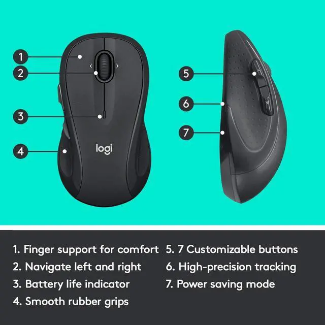 Alt view image 4 of 7 - Logitech M510 Wireless Mouse - Graphite