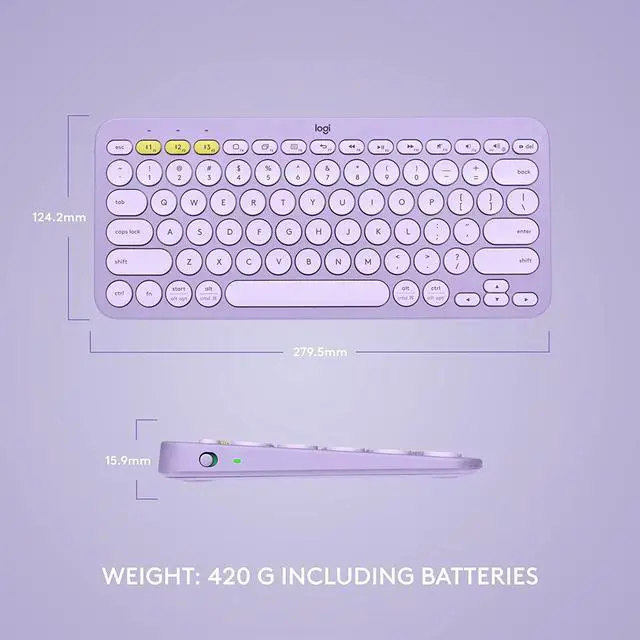 Alt view image 6 of 7 - Logitech K380 Multi-Device Bluetooth Keyboard  Purple