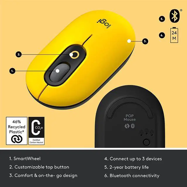 Alt view image 6 of 7 - Logitech POP Silent Wireless Bluetooth Mouse