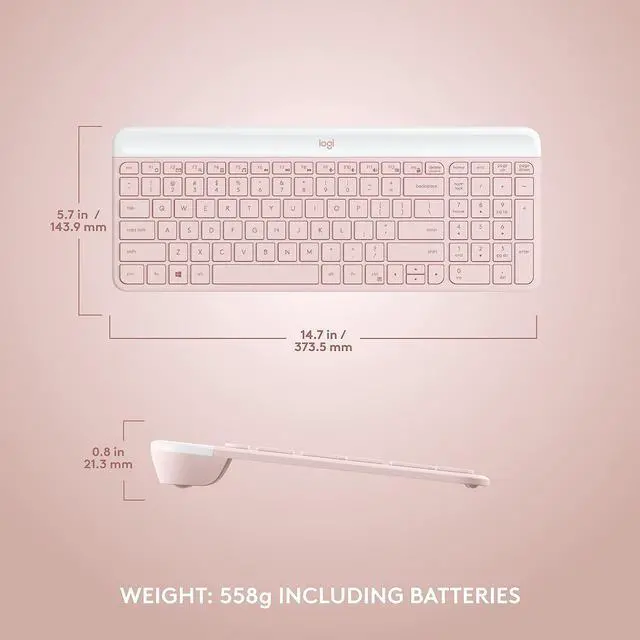 Alt view image 7 of 7 - Logitech MK470 Slim Wireless Keyboard and Mouse Combo (Rose)