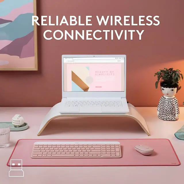 Alt view image 3 of 7 - Logitech MK470 Slim Wireless Keyboard and Mouse Combo (Rose)
