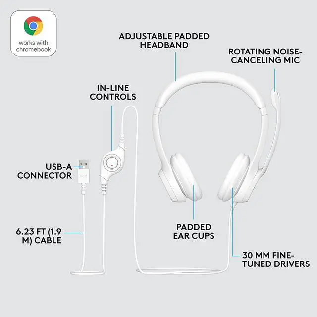 Alt view image 3 of 7 - Logitech H390 USB Wired Headset with Noise Cancelling Microphone