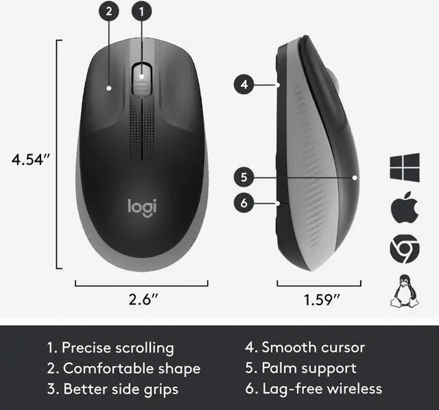 Alt view image 2 of 7 - Logitech M190 Wireless Mouse - Mid Grey
