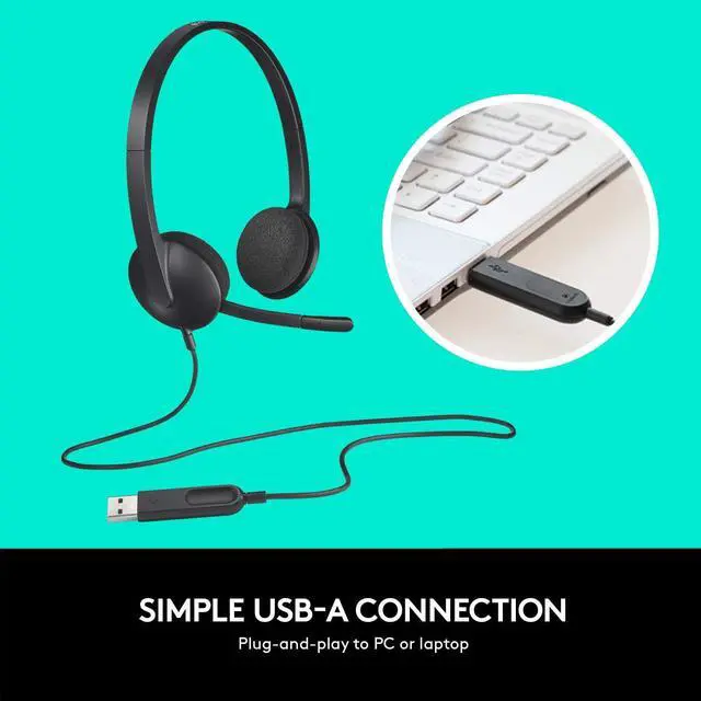 Alt view image 7 of 7 - Logitech USB Wired Headset for Windows and Mac - Black