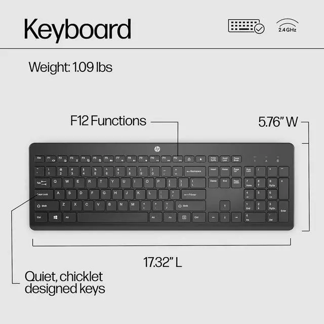 Alt view image 6 of 7 - HP 230 Wireless Keyboard - Windows & Mac OS - Black