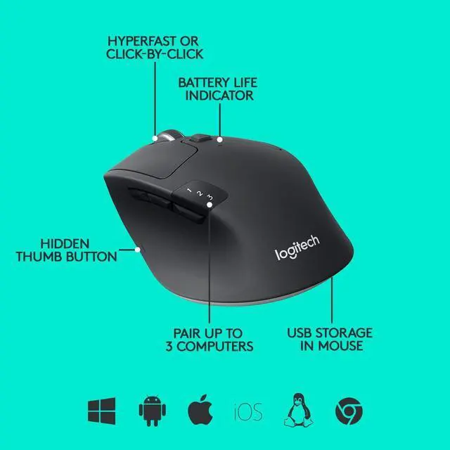 Alt view image 6 of 7 - Logitech Wave Keys Wireless Ergonomic Keyboard with Logitech M720 Triathlon Multi-Device Wireless Mouse