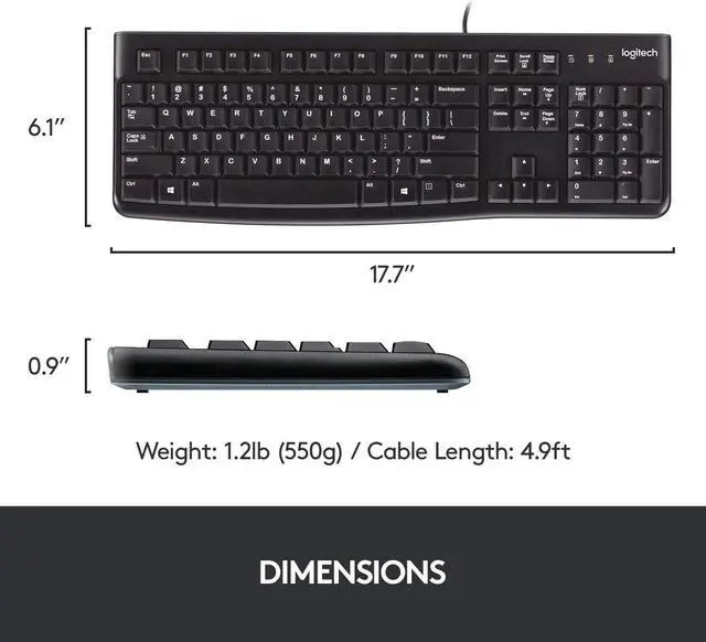 Alt view image 6 of 7 - Logitech MK120 Durable, Comfortable, Wired Keyboard and Mouse Combo