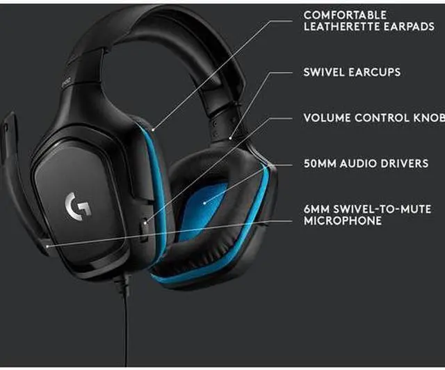 Alt view image 3 of 7 - Logitech G432 Wired Virtual 7.1-Channel Gaming Headset - Black/Blue
