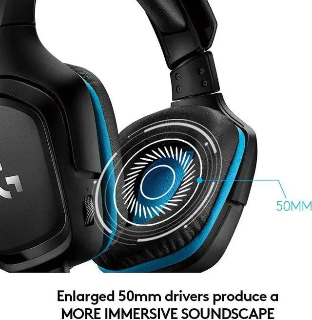 Alt view image 4 of 7 - Logitech G432 Wired Virtual 7.1-Channel Gaming Headset - Black/Blue