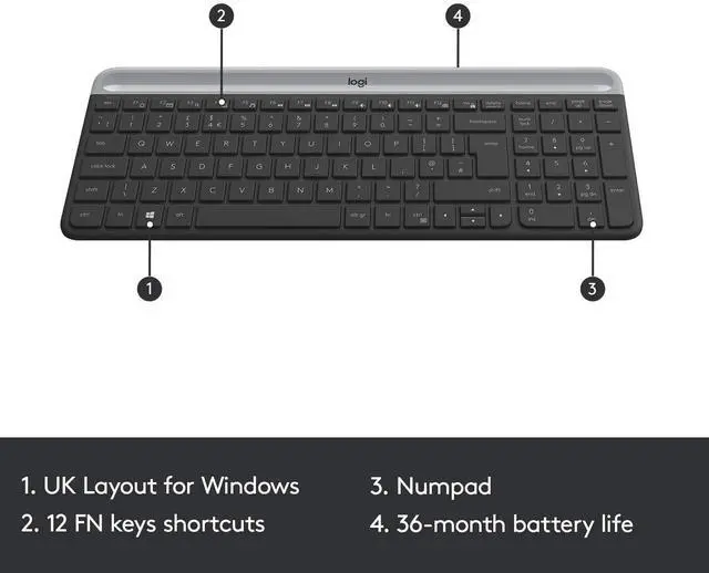 Alt view image 3 of 6 - Logitech MK470 Slim Wireless Combo - Graphite