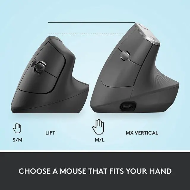 Alt view image 6 of 7 - Logitech Lift Vertical Ergonomic Wireless Mouse