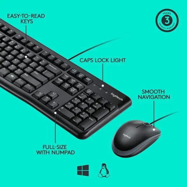 Alt view image 5 of 7 - Logitech MK120 Durable, Comfortable, Wired Keyboard and Mouse Combo