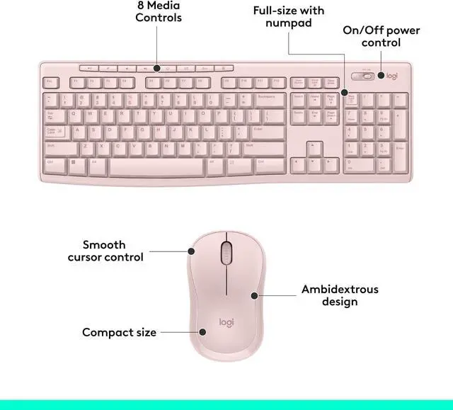 Alt view image 5 of 7 - Logitech MK270 Wireless Keyboard and Mouse Combo - Rose