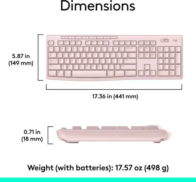 Alt view image 6 of 7 - Logitech MK270 Wireless Keyboard and Mouse Combo - Rose