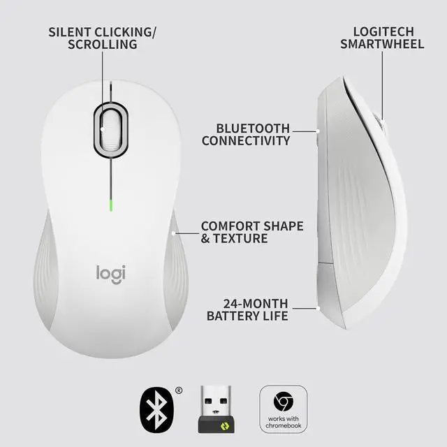 Alt view image 3 of 5 - Logitech Signature M550 Wireless Mouse - for Small to Medium Sized Hands - Off White