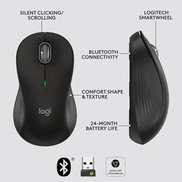 Alt view image 3 of 6 - Logitech Signature M550 Wireless Mouse - for Small to Medium Sized Hands - Black