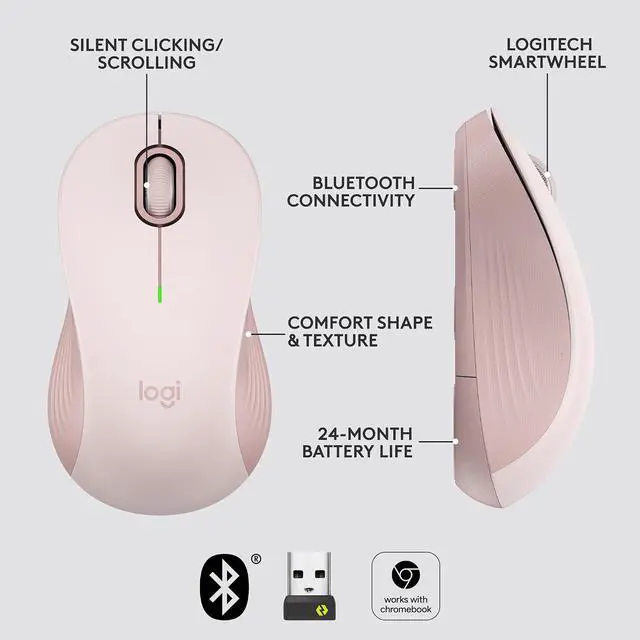 Alt view image 3 of 6 - Logitech Signature M550 Wireless Mouse - for Small to Medium Sized Hands - Rose