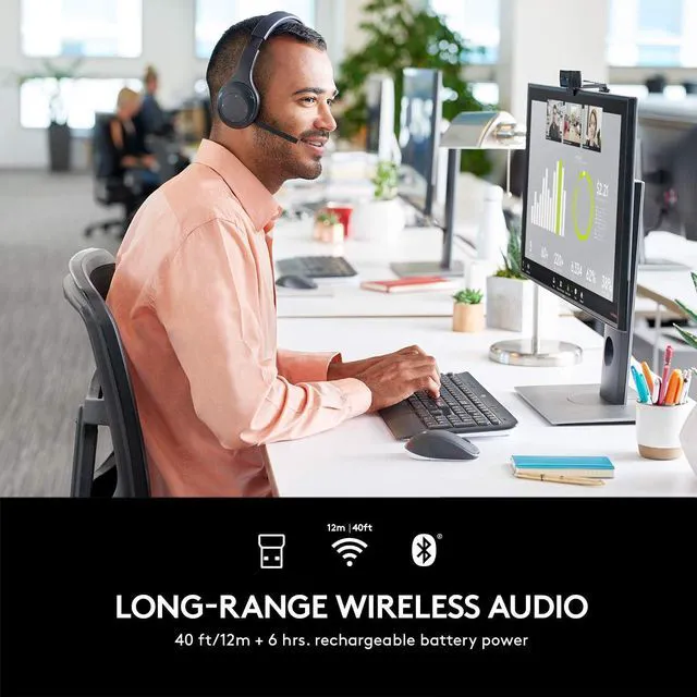 Alt view image 2 of 7 - Logitech H800 Bluetooth Wireless Headset with Mic for PC, Tablets and Smartphones