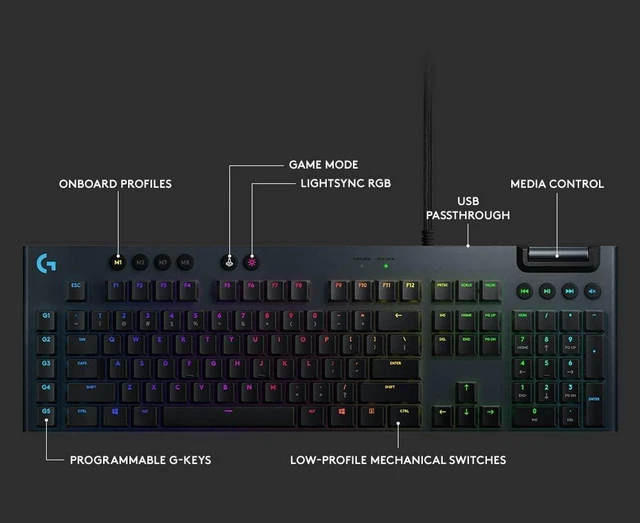 Alt view image 3 of 7 - Logitech G815 LIGHTSYNC RGB Mechanical Gaming Keyboard
