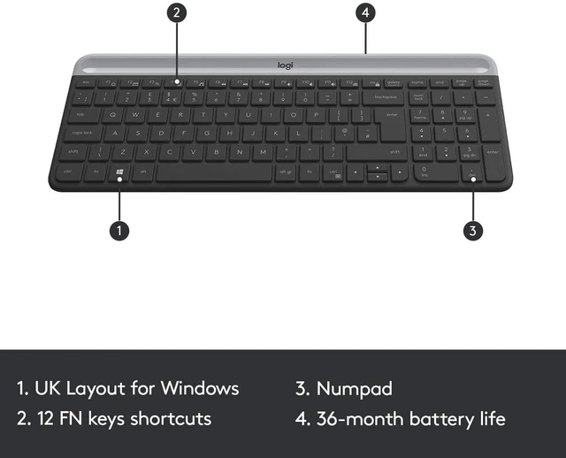 Alt view image 3 of 5 - Logitech MK470 Slim Wireless Combo - Graphite