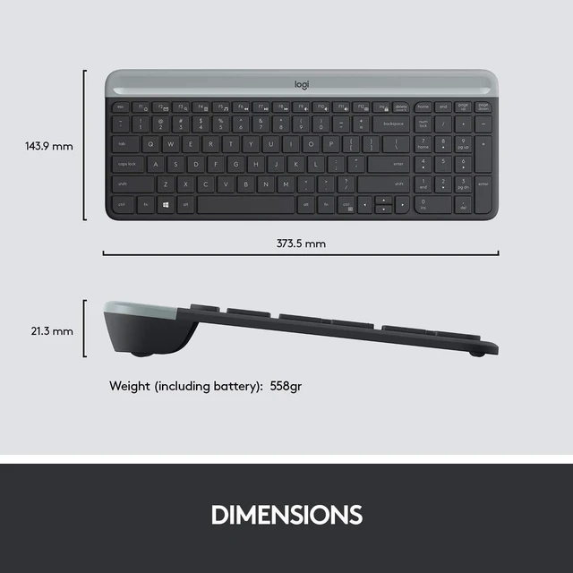 Alt view image 4 of 5 - Logitech MK470 Slim Wireless Combo - Graphite