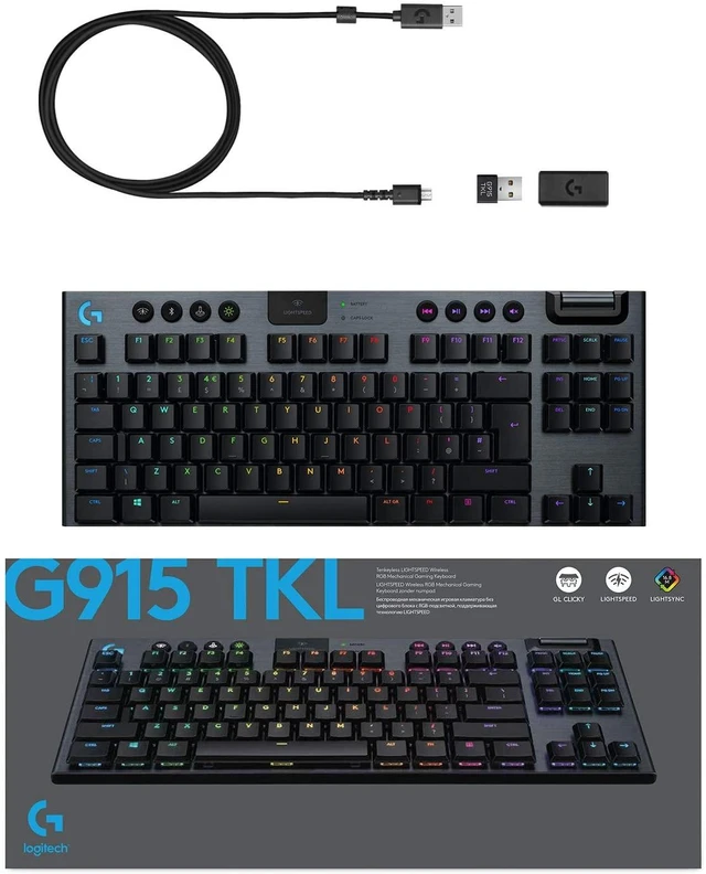 Alt view image 7 of 7 - Logitech G915 TKL Lightspeed Wireless RGB Mechanical Gaming Keyboard