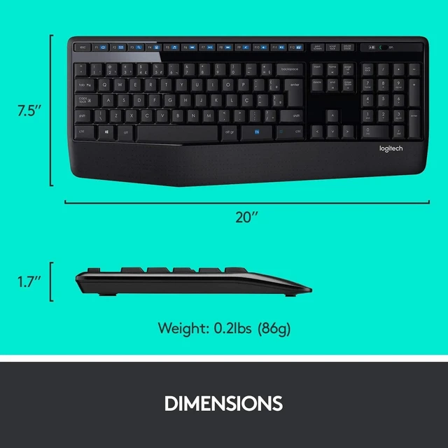 Alt view image 6 of 7 - Logitech Wireless Keyboard & Mouse Combo - 12 Function Keys 2.4GHz 1000DPI USB RF
