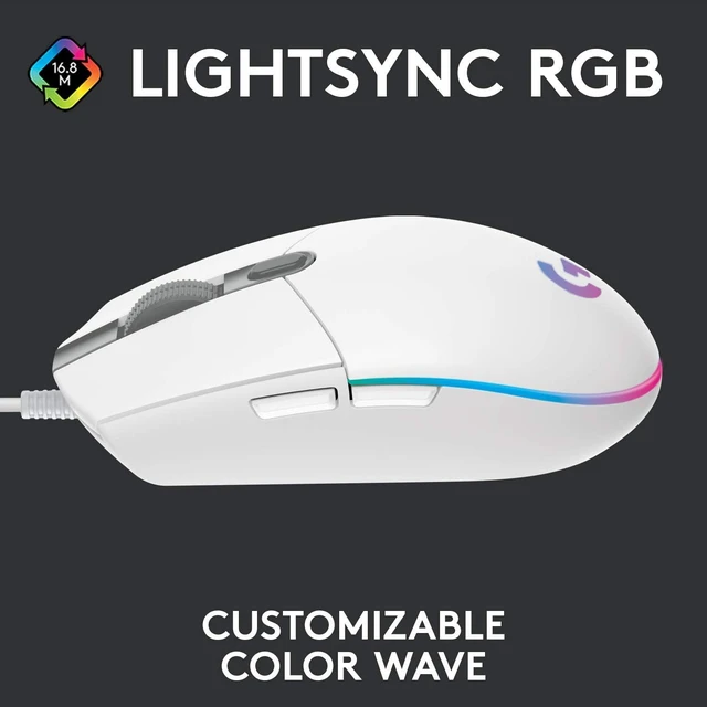Alt view image 2 of 7 - Logitech G203 RGB Wired Gaming Mouse, 8,000 DPI, 6 Programmable Buttons - White