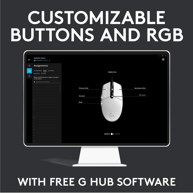Alt view image 7 of 7 - Logitech G203 RGB Wired Gaming Mouse, 8,000 DPI, 6 Programmable Buttons - White