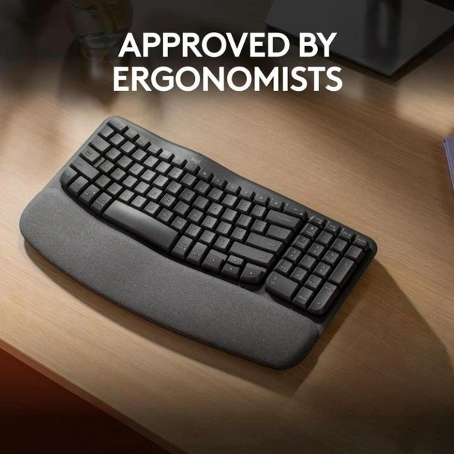 Alt view image 4 of 7 - Logitech Wave Keys Wireless Ergonomic Keyboard with Cushioned Palm Rest for Multi-OS, Windows, Mac