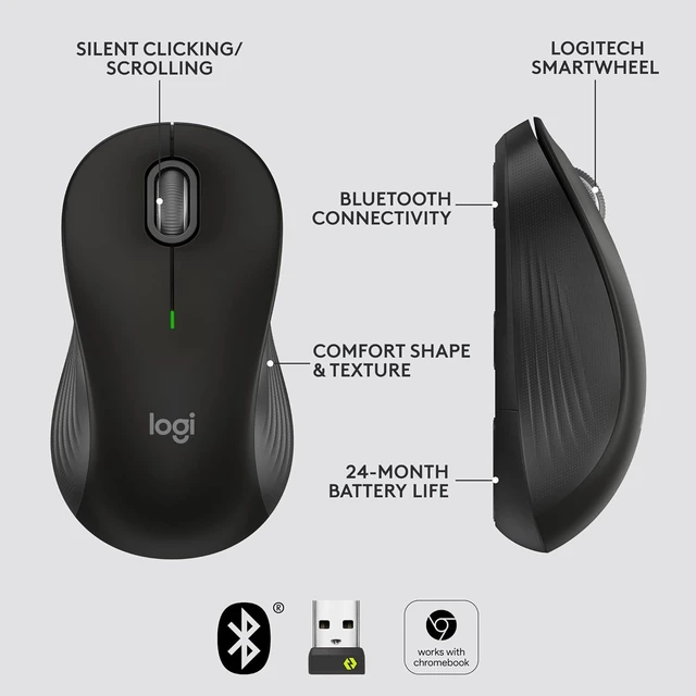 Alt view image 7 of 7 - Logitech Signature M550 Wireless Mouse - for Small to Medium Sized Hands - Black