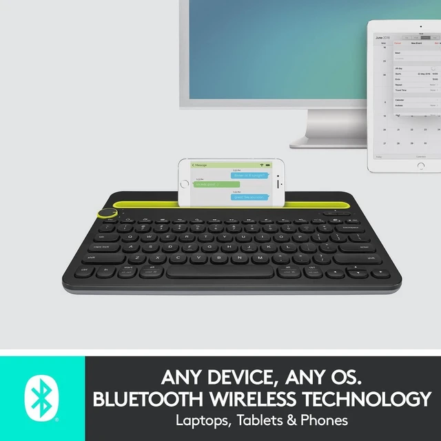 Alt view image 3 of 7 - Logitech K480 Bluetooth Multi-Device Keyboard for Windows, MacOS, iPadOS, Android or Chrome OS - Black