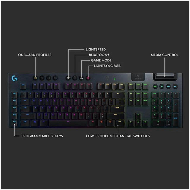 Alt view image 4 of 7 - Logitech G915 LIGHTSPEED Wireless and Bluetooth RGB Mechanical Gaming Keyboard - 4 PACK