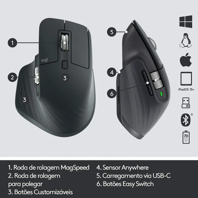 Alt view image 6 of 7 - Logitech MX Keys Advanced Illuminated Wireless Keyboard and MX Master 3 Advanced Wireless Mouse