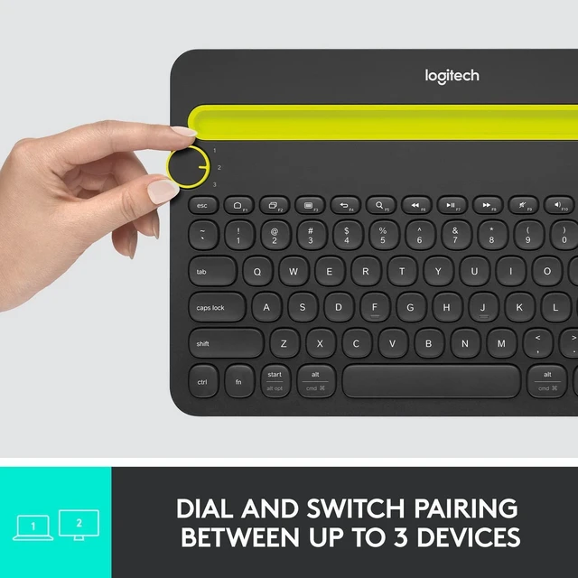 Alt view image 4 of 7 - Logitech K480 Bluetooth Multi-Device Keyboard for Windows, MacOS, iPadOS, Android or Chrome OS - Black