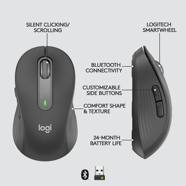Alt view image 4 of 7 - Logitech Signature M650 Wireless Mouse For Small to Medium Sized Hands - Graphite