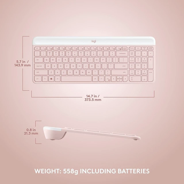 Alt view image 7 of 7 - Logitech MK470 Slim Wireless Keyboard and Mouse Combo (Rose)
